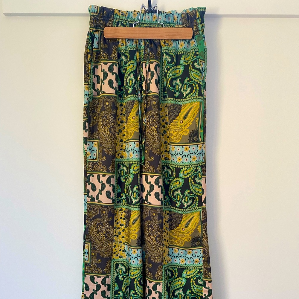 Zara Printed Satin Drawstring Pants
